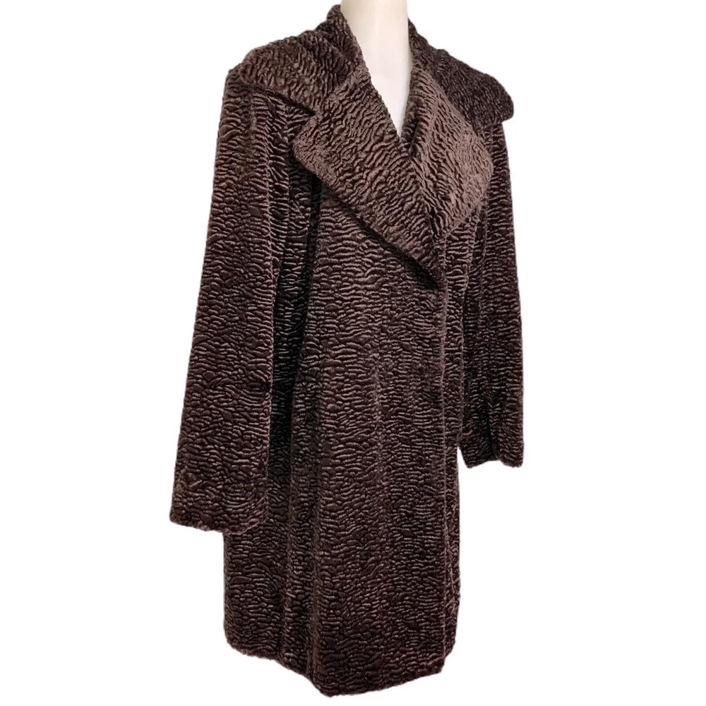 Vintage CALVIN KLEIN Coat Luxurious Crushed Velvet Victorian Retro Long M - Picture 2 of 14